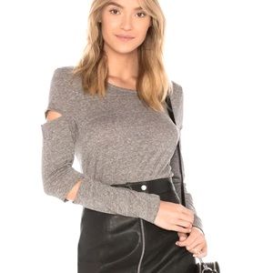 n:PHILANTHROPY Gloria heathered gray slash long sleeve top size XS like new